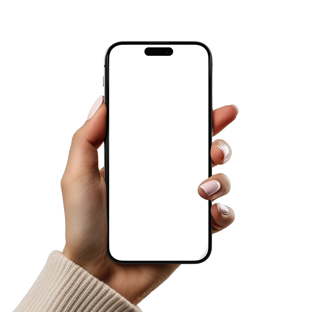 image d'une main tenant un iphone vide