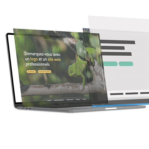 image des composant d'un site web qui sortent de l'écran avec un zoom sur l'interface utilisateur